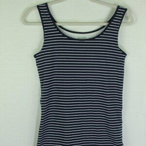 Duluth Trading Tank Top  Built-In Shelf Bra  Navy & White Stripes  95% cotton